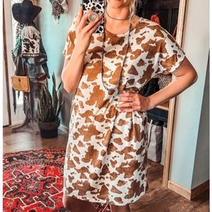 Cow print dress NWOT